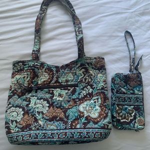 Vera Bradley Java Blue tote & wallet combo